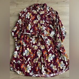 St. John's Bay NWT Womens Plus Size 2X Long Sleeve Floral Midi Button Down Dress